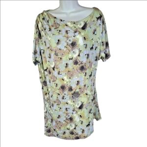 Anthropologie Deletta‎ Floral Asymmetrical Stretch Knit Jersey Top